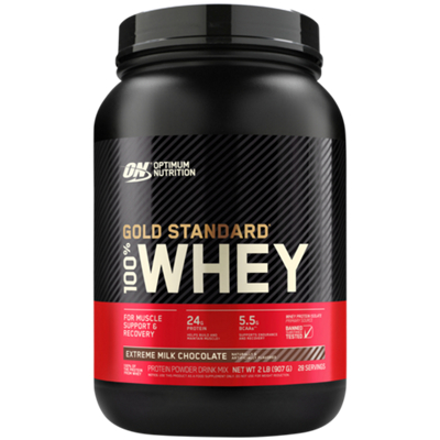 GOLD STANDARD 100% WHEY Protein Powder – Extreme Milk Chocolate (2 lbs./28 Servings)