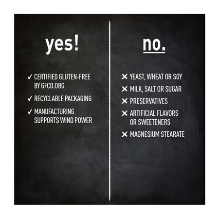 Certified gluten-free, recyclable, no allergens or additives