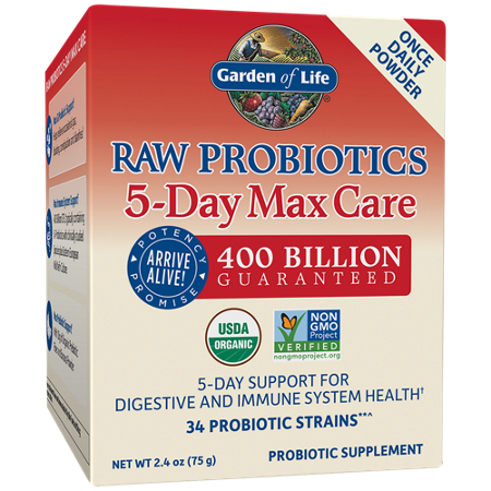 Garden of Life Raw Probiotics 5 Day Max Care powder box front