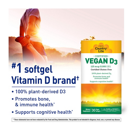 Country Life Vegan Vitamin D3 5000 IU vegetarian softgels view 5