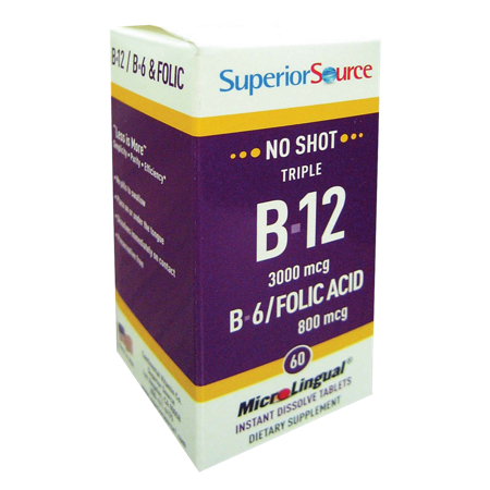 Superior Source Vitamin B12 B6 Folic Acid box front