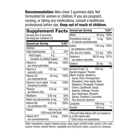 Natures Way Alive Men's Gummy Multivitamin Supplement Label