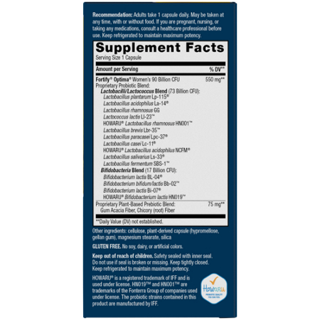 Supplement Facts label for Natures Way Fortify Probiotic