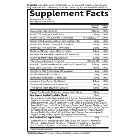 Label: Garden of Life Vitamin Code Raw One for Men Multivitamin