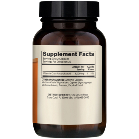 Supplement Facts label for Mercola Liposomal Vitamin C 1000 MG