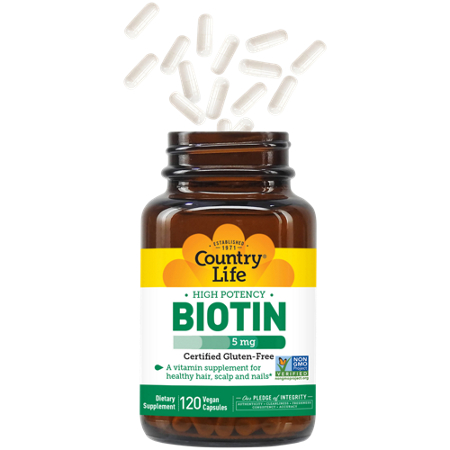 Country Life Biotin for Hair Skin and Nails Support 120 Vegan Capsules view 4