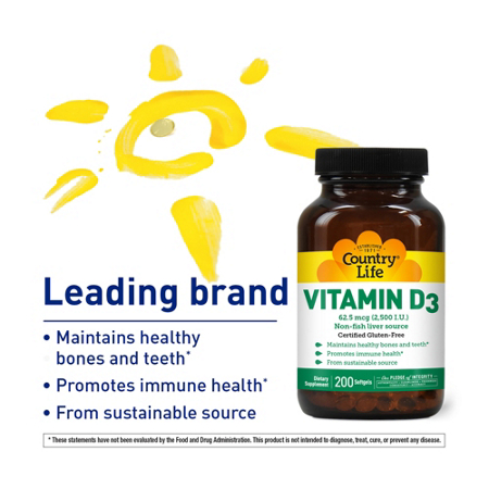 Country Life Vitamin D3 softgels 2500 IU view 5