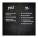 Yes and no list of product features on blackboard background