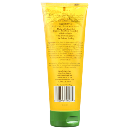 Lily Of The Desert 99 Percent Aloe Vera Gelly Soothing Moisturizer tube back