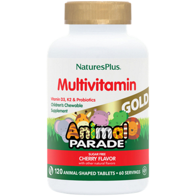 Animal Parade Gold Multivitamin for Kid's - Made with Organic Whole Foods - Cherry (120 Chewable Tablets)