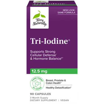 Tri-Iodine made with Molecular, Sodium & Potassium Iodide - Hormone Balance Support - 12.5 MG (90 Capsules)