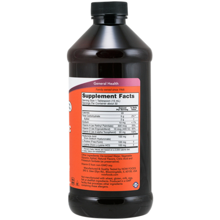 Now Foods Liquid Hyaluronic Acid Mixed Berry bottle view 3