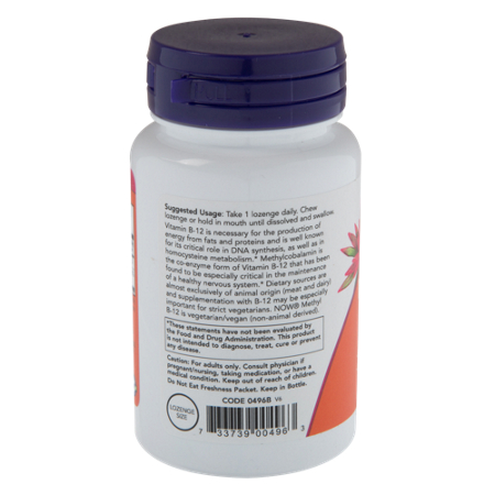 Now Foods Methyl B12 lozenges bottle back view
