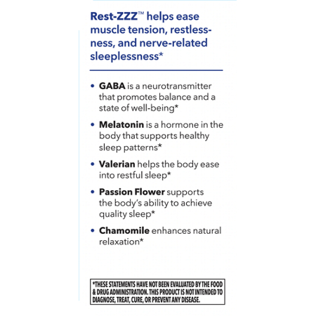 Rest-Zzz helps ease muscle tension restlessness and nerve-related sleeplessness