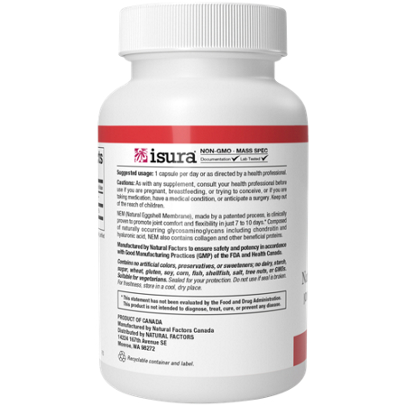 Natural Factors NEM Natural Eggshell Membrane capsules vegetarian view 4