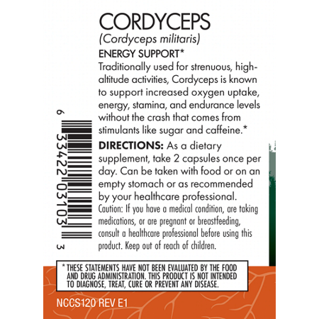 Directions for Host Defense Mushrooms Cordyceps Energy Support Capsules