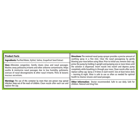 Directions for Xlear Natural Saline Nasal Spray with Xylitol