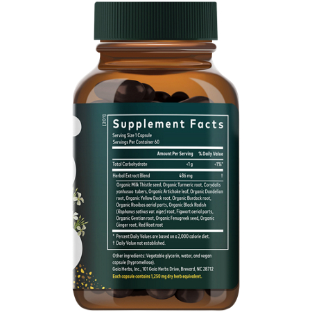 Gaia Herbs Liver Cleanse Supplement Label with Milk Thistle