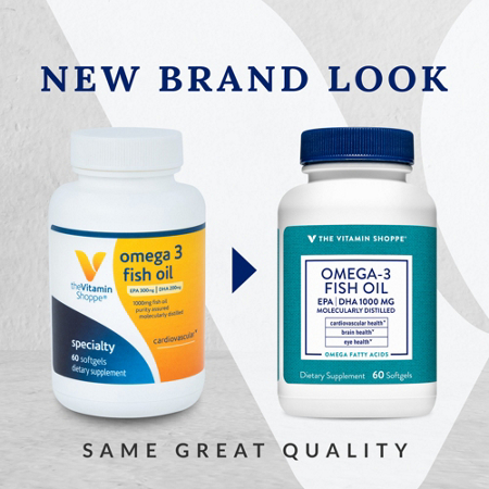 The Vitamin Shoppe Omega 3 Fish Oil softgels 500 MG view 2