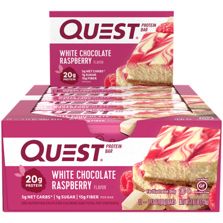 Quest White Chocolate Raspberry Protein Bar box view 2