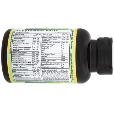 Supplement Facts label for Emerald Labs Women's 45 Plus Multivitamin