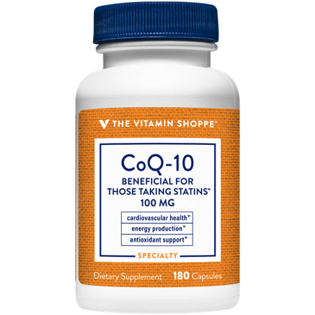 The Vitamin Shoppe CoQ-10 180 capsules 100 MG bottle front