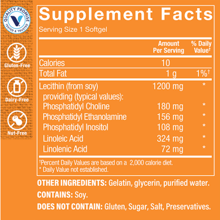 Lecithin Supplement Facts: Nerve, Brain, Liver Health 1200 MG