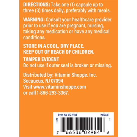Directions for The Vitamin Shoppe Shark Cartilage Joint Health capsules 750 MG