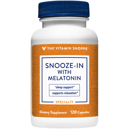 The Vitamin Shoppe Snooze-In with Melatonin capsules front