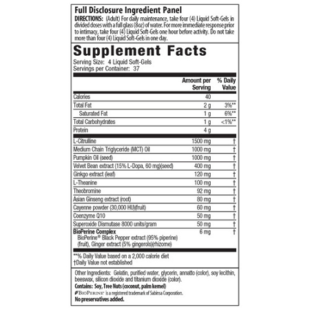 Irwin Naturals Steel-Libido RED for Men Supplement Label