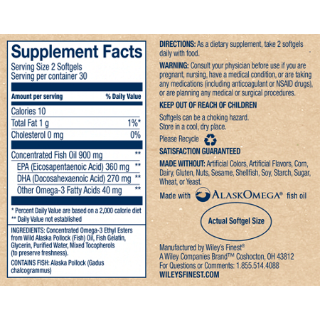 Supplement Facts for Wileys Finest Fish Oil Minis
