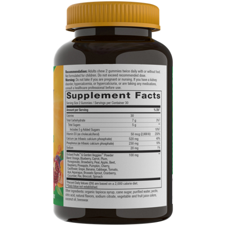 Supplement Facts label for Natures Way Alive Calcium Gummies plus Vitamin D3