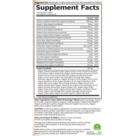 Garden of Life Men's Multivitamin Supplement Facts
