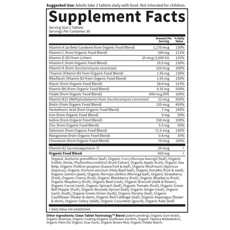 Garden of Life Organics Women's Multivitamin Supplement Label