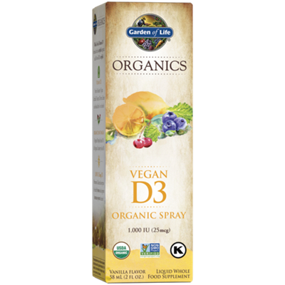 Garden of Life Organics Whole Food Vegan Vitamin D3 Spray – 1,000 IU – Vanilla (2 fl. oz.)