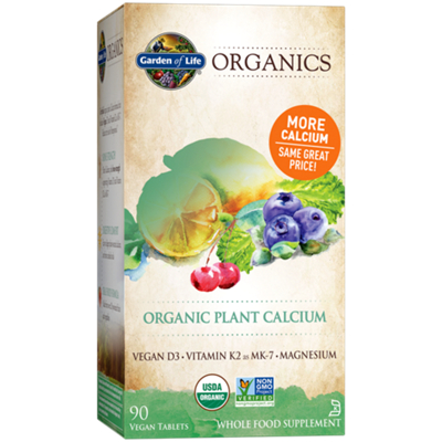 Garden of Life Organics Whole Food Plant Calcium with Vitamins D3 & K2 (90 Vegan Tablets)