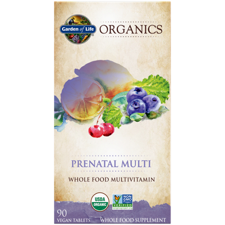 Garden of Life Organics Whole Food Prenatal Multivitamin tablet box view 2