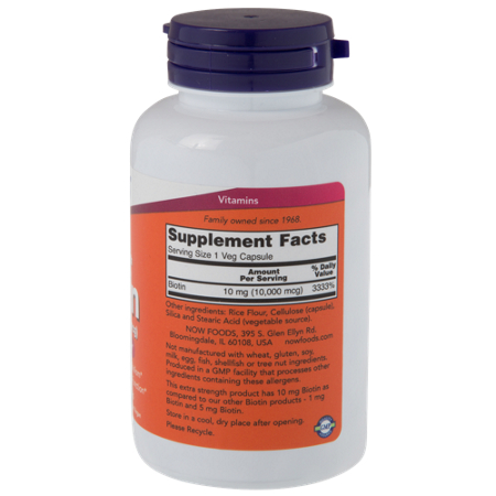 Now Foods Extra Strength Biotin Vegetarian Capsules 10000 MCG view 3