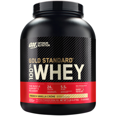 GOLD STANDARD 100% WHEY Protein Powder – French Vanilla Creme (5 lbs./73 Servings)