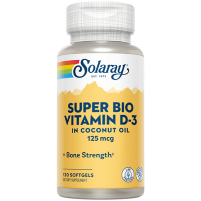 Super Bio Vitamin D-3 - 5,000 IU in Coconut Oil (120 Softgels)