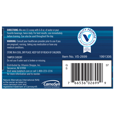 Directions for The Vitamin Shoppe Beta Alanine Powder