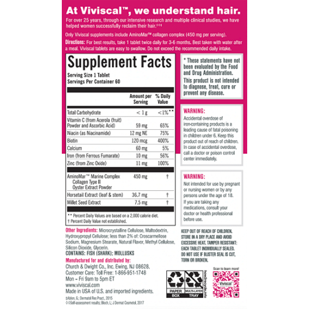 Viviscal Healthy Hair Supplement Facts Label
