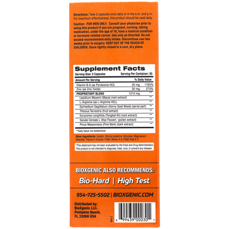 Directions for BioXGenic Power Finish Male Enhancement Capsules