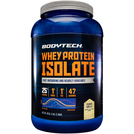 BodyTech Whey Protein Isolate Powder French Vanilla container front