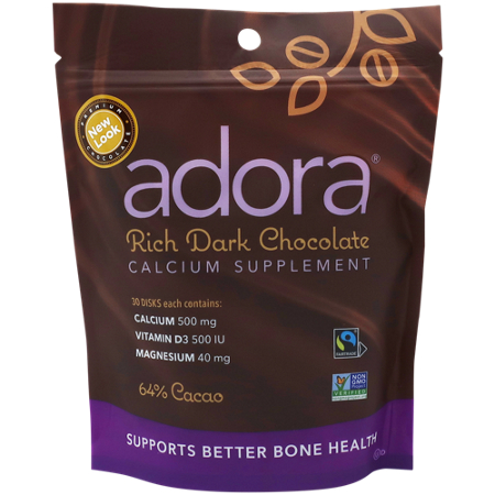 Adora Calcium Supplement Rich Dark Chocolate pouch front