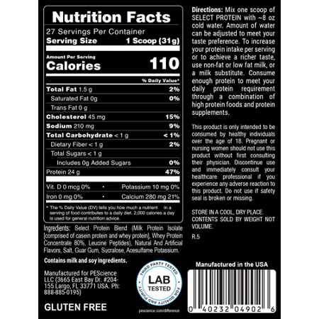 Supplement Facts label for Snickerdoodle Protein Blend