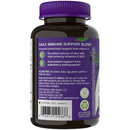 Nature's Way Sambucus Elderberry Gummies bottle back