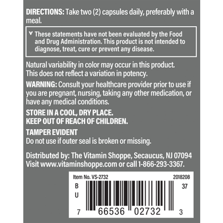 Directions for The Vitamin Shoppe Horny Goat Weed Complex for Mens Health