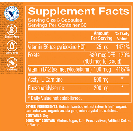 Supplement Facts label for Brain Sharp capsules