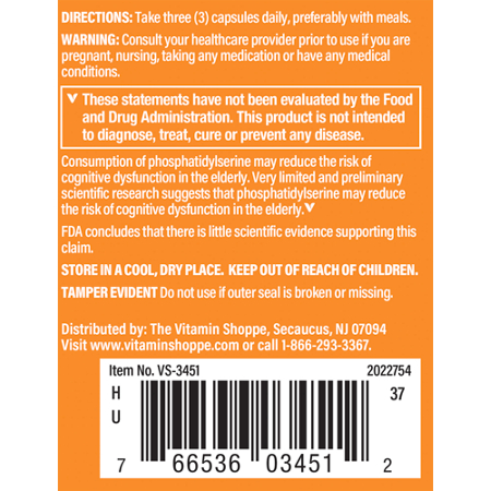 The Vitamin Shoppe Brain Sharp Directions Label